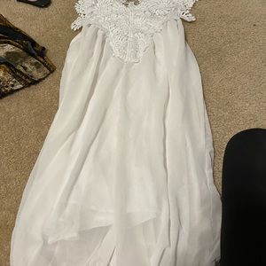 White chiffon dress with paisley lace